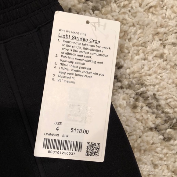 Lululemon Light Stride Crop Size 4 New With Tags - Picture 2 of 6